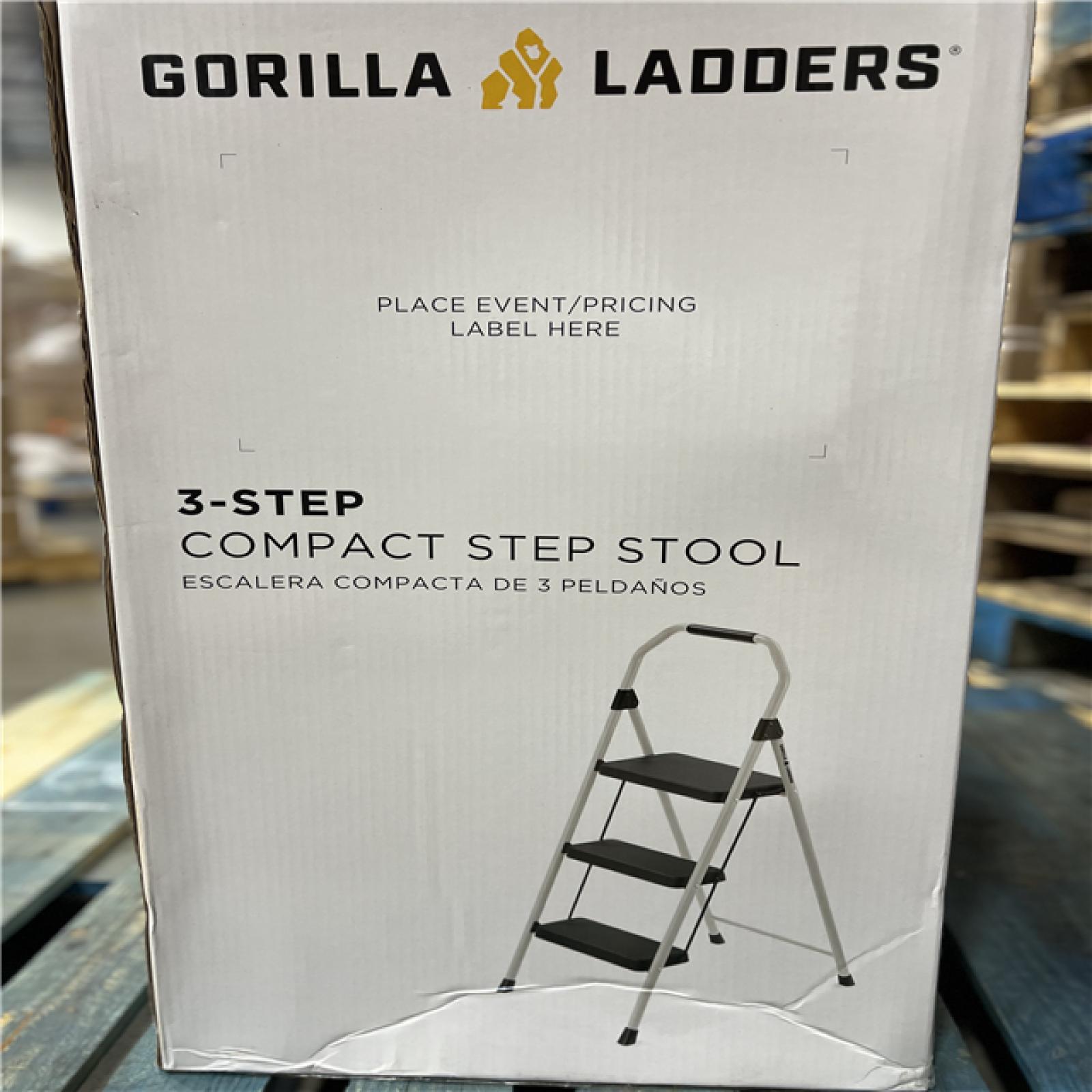 NEW! Gorilla Ladders 3Step Compact Steel Step Stool with 225 lb. Load Capacity Type II Duty