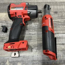 AS-IS Milwaukee FUEL 18V Cordless Mid Torque 1/2 in. Impact Wrench w/ 12 FUEL 3/8 in. Ratchet Combo Kit