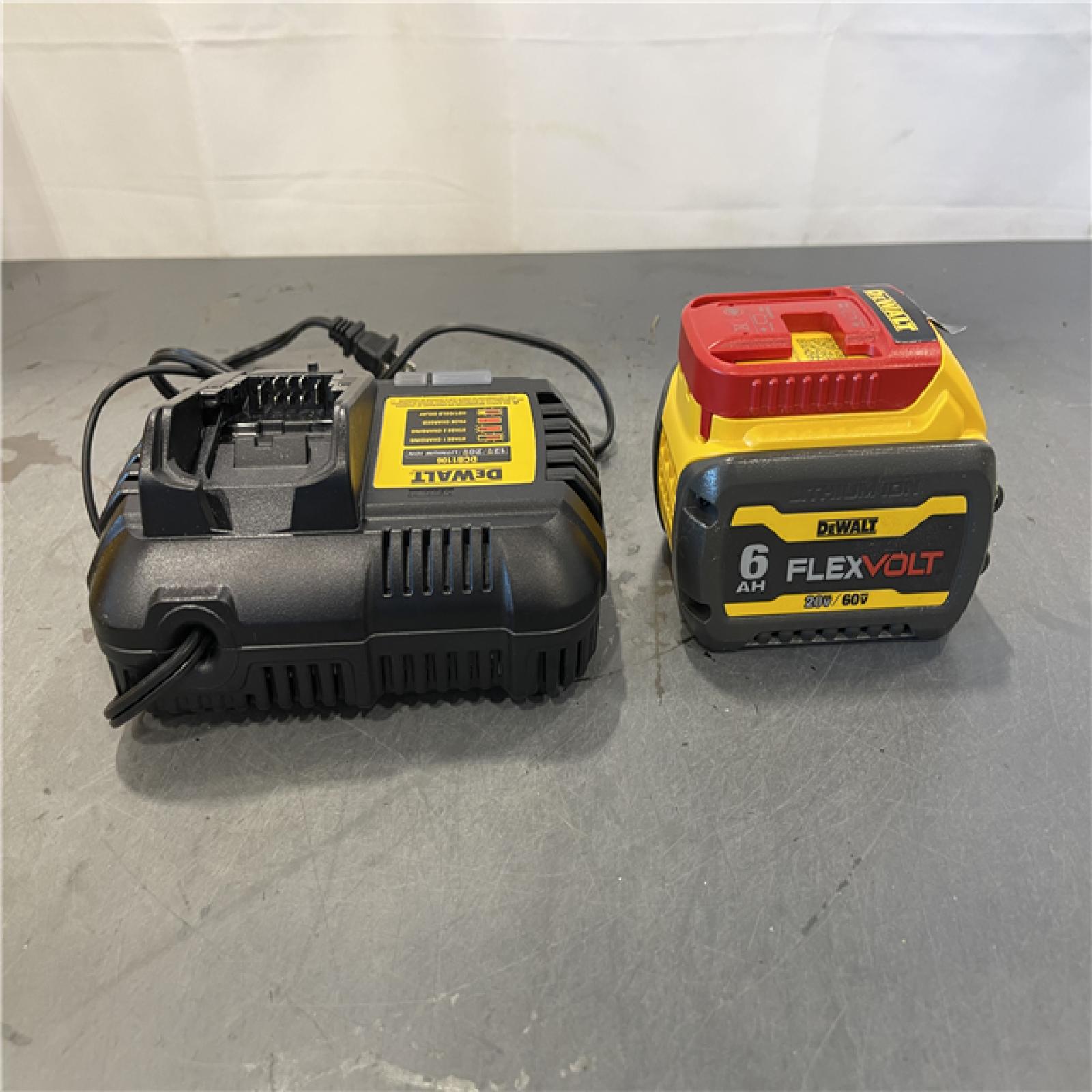 AS-IS - DEWALT FLEXVOLT 20V/60V MAX Lithium-Ion 6.0Ah Battery Pack with 6 Amp Output Charger