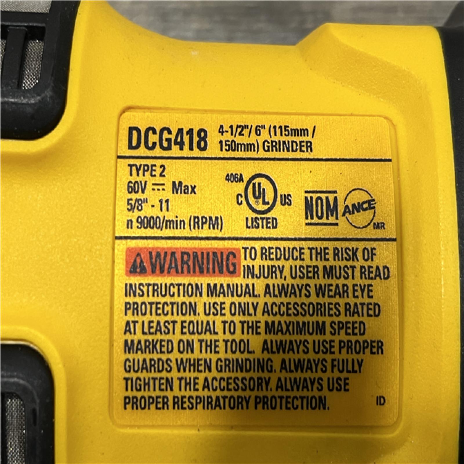AS-IS DEWALT FLEXVOLT 60V MAX Cordless Brushless 4.5 in. to 6 in. Small Angle Grinder with Kickback Brake (Tool Only)