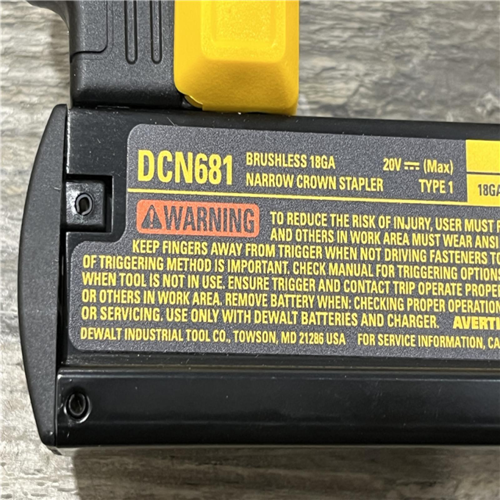 AS-IS DEWALT 20V MAX XR Lithium-Ion Cordless 18-Gauge Narrow Crown Stapler Kit