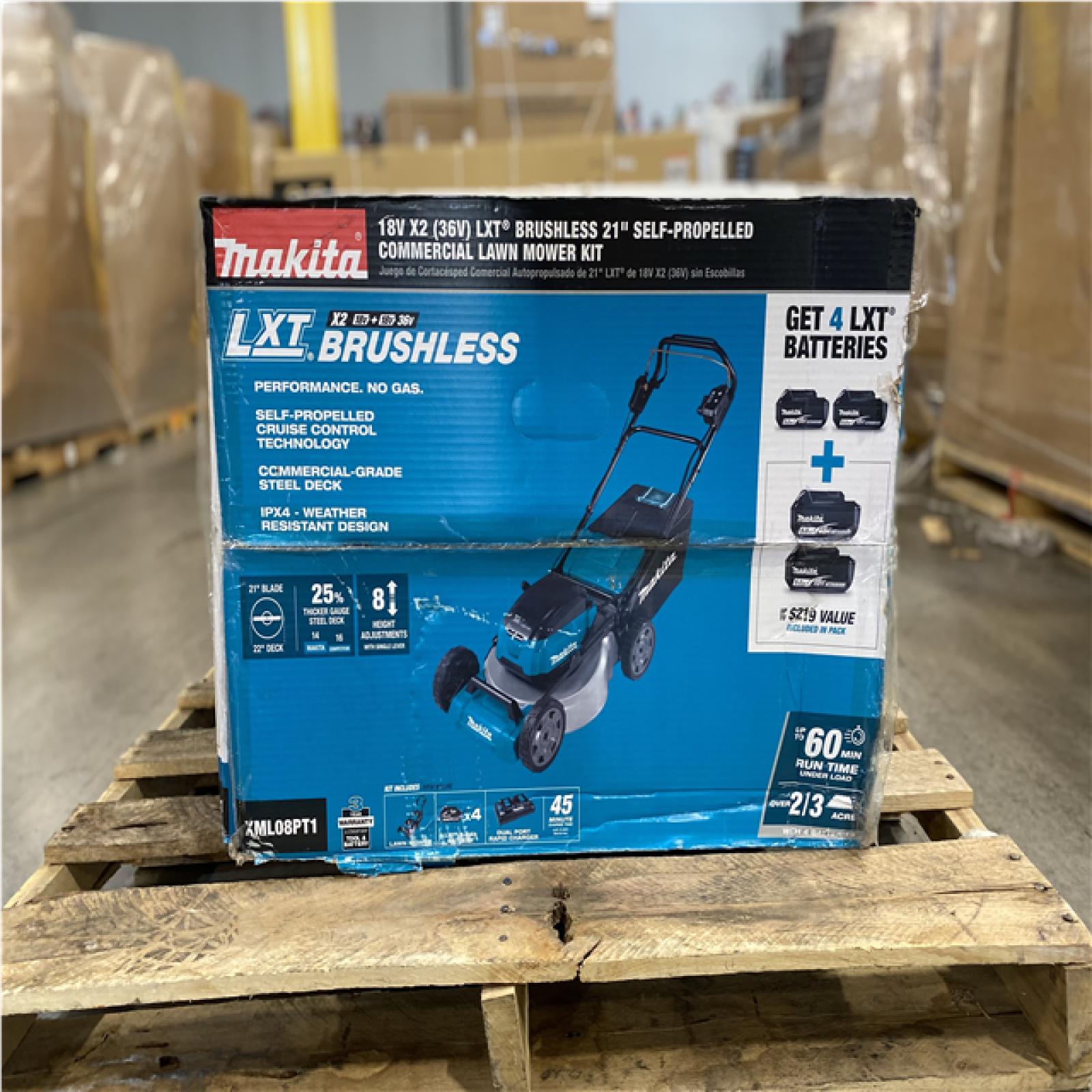 DALLAS LOCATION- AS-IS MAKITA 21 in. 18V X2 (36V) LXT Lithium-Ion Cordless Walk Behind Self Propelled Lawn Mower Kit