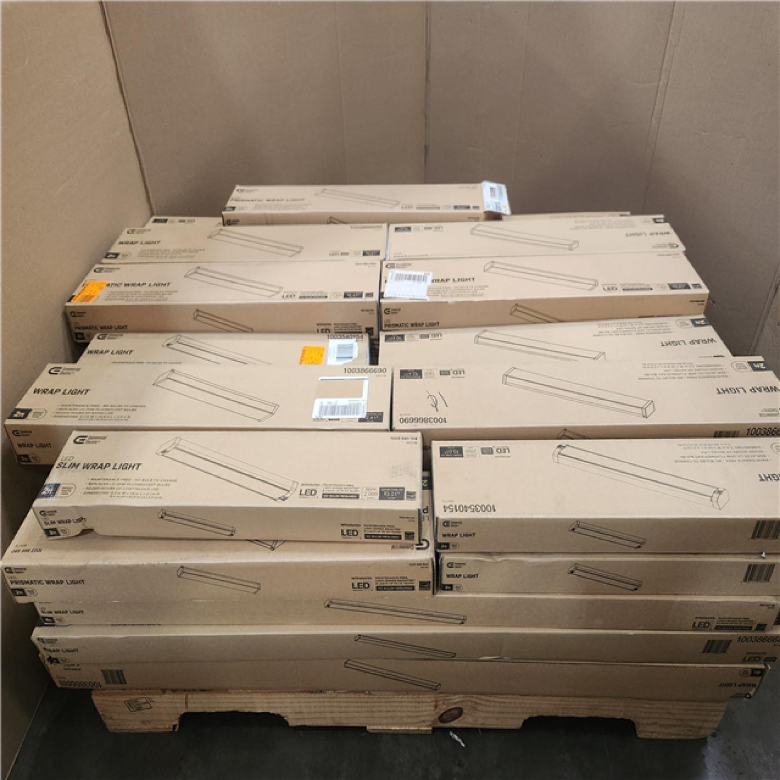 Phoenix AS-IS Mixed Commercial Electric Lumens White Integrated LED Wraparound Light with Prismatic Lens Pallet (36-Boxes)