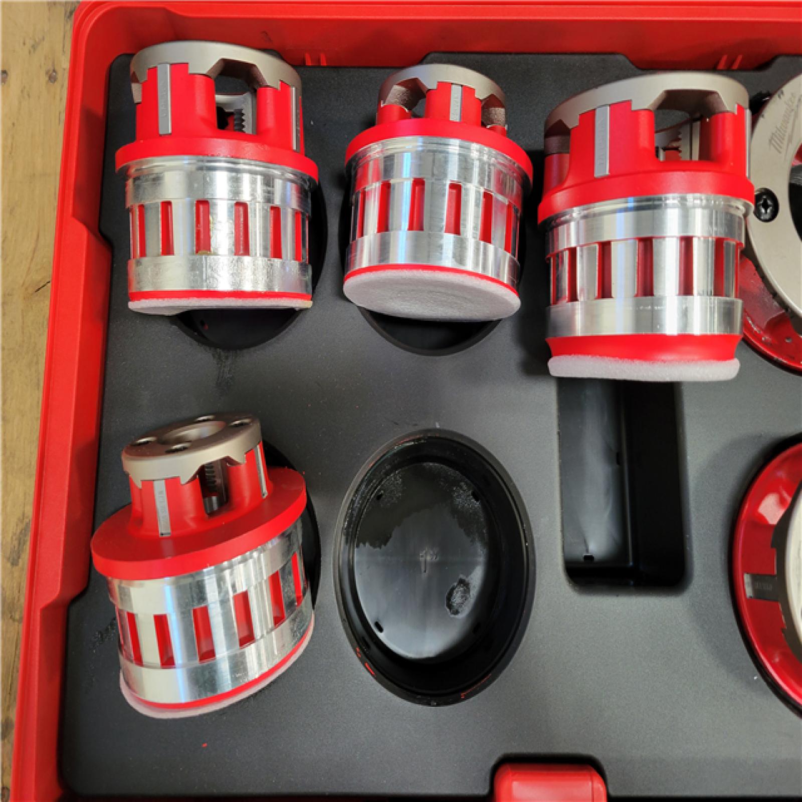 CALIFORNIA AS-IS Milwaukee Packout box w/ (6) NPT Forged Aluminum Die Heads