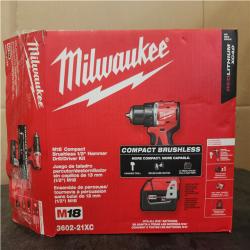 Phoenix NEW Milwaukee M18 18V Lithium-Ion Brushless Cordless 1/2 in. Compact Drill/Driver with One 2.0 Ah Battery, Charger and Tool Bag