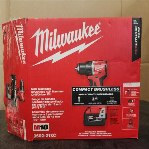 Phoenix NEW Milwaukee M18 18V Lithium-Ion Brushless Cordless 1/2 in. Compact Drill/Driver with One 2.0 Ah Battery, Charger and Tool Bag