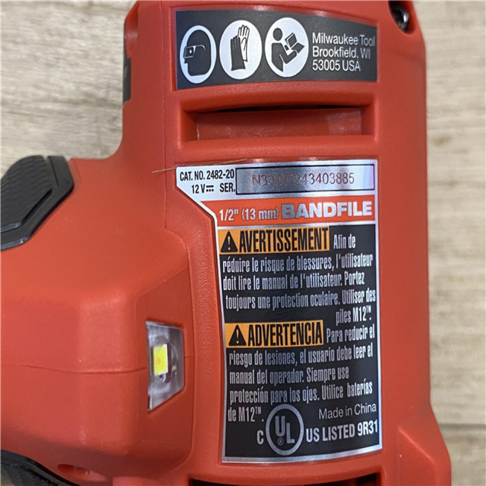 AS-IS Milwaukee  FUEL 12V Lithium-Ion Brushless Cordless 1/2 in. x 18 in. Bandfile (Tool-Only)