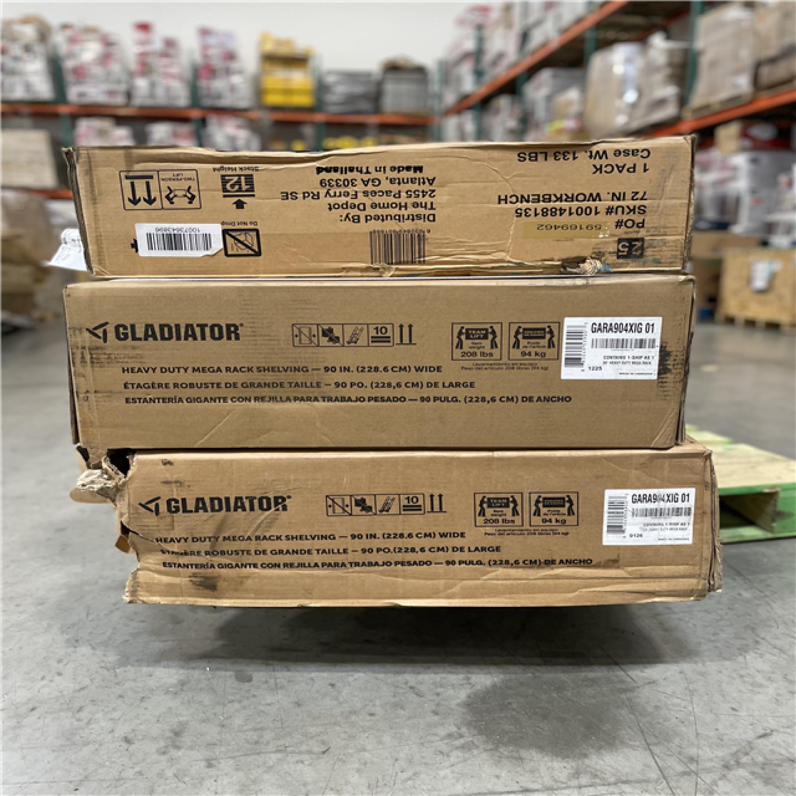 DALLAS LOCATION- AS-IS GLADIATOR 4-Tier Industrial Duty Garage Storage Shelving Unit PALLET(3 UNITS)