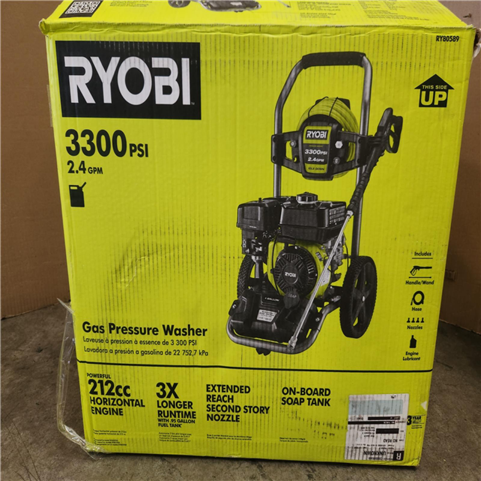 Phoenix AS-IS RYOBI 3300 PSI 2.4 GPM Cold Water Gas Pressure Washer with 212cc Engine