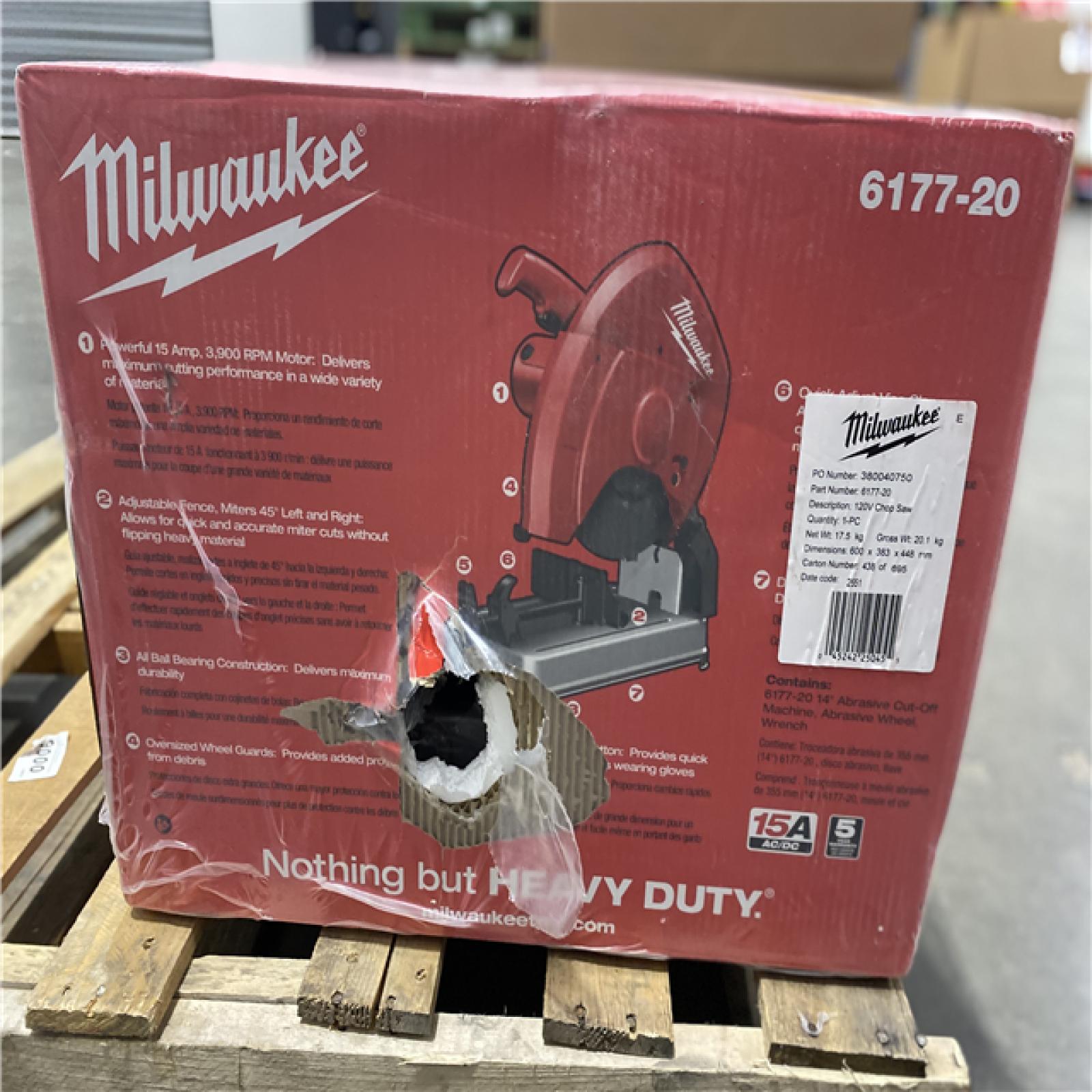 Dallas Location - NEW- Milwaukee 14 in. 15 Amp Abrasive Cut-Off Machine(Lot Of 2)