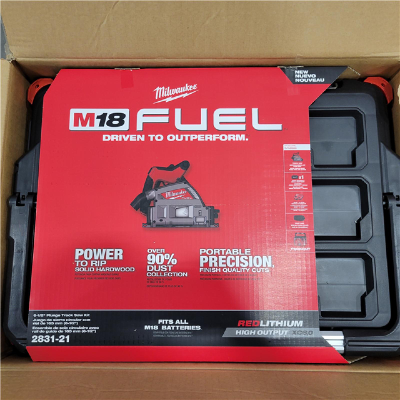 NEW!  Milwaukee 2831-21 M18 FUEL 18-Volt Lithium-Ion Brushless Cordless 6-1/2 in. Plunge Track Saw PACKOUT Kit with One 6.0 Ah Battery