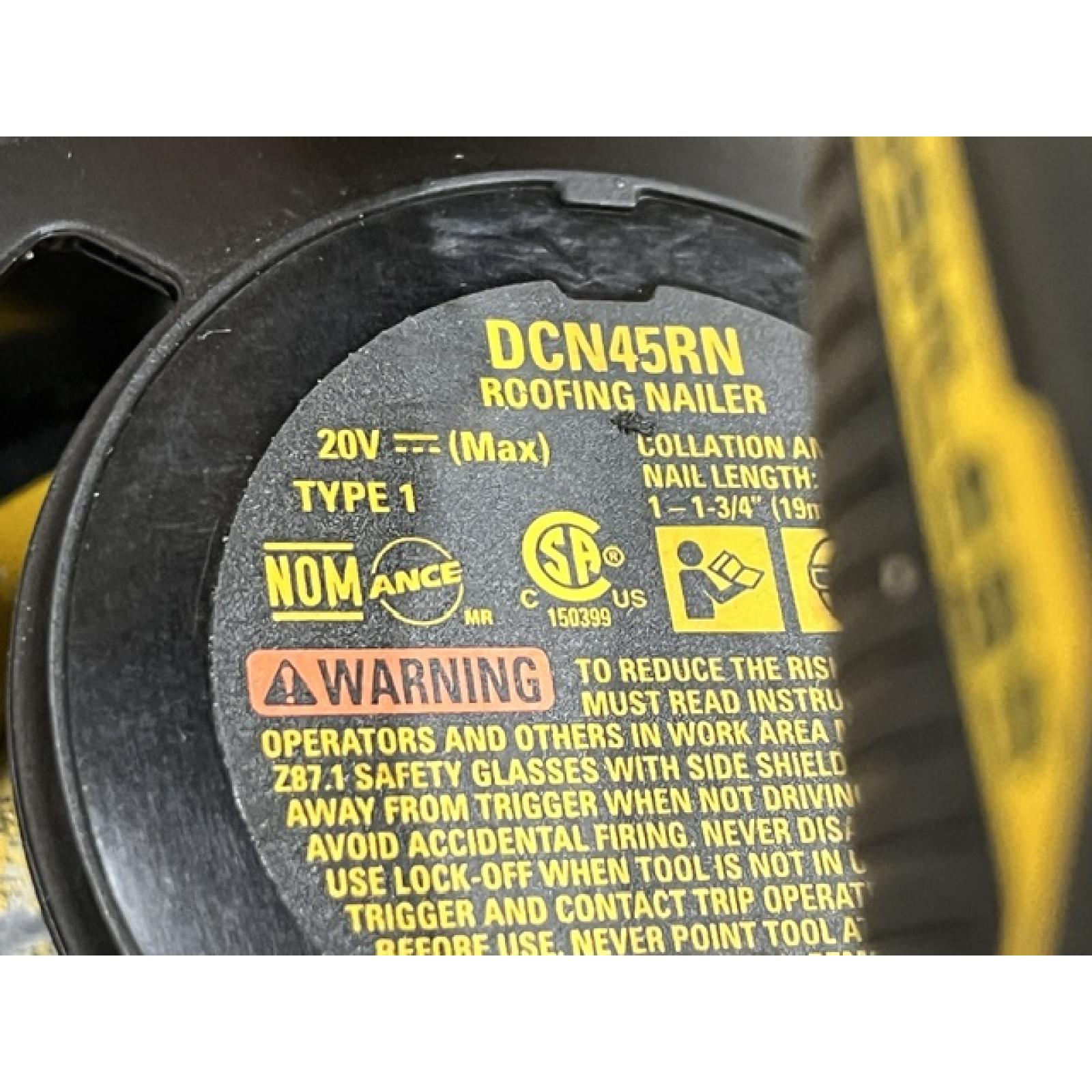AS-IS DEWALT 20V MAX Lithium-Ion 15-Degree Electric Cordless Roofing Nailer Kit