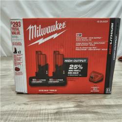 Like New! Milwaukee 12V Lithium-Ion XC High Output 5.0 Ah Battery Pack (2-Pack) Starter Kit with Charger