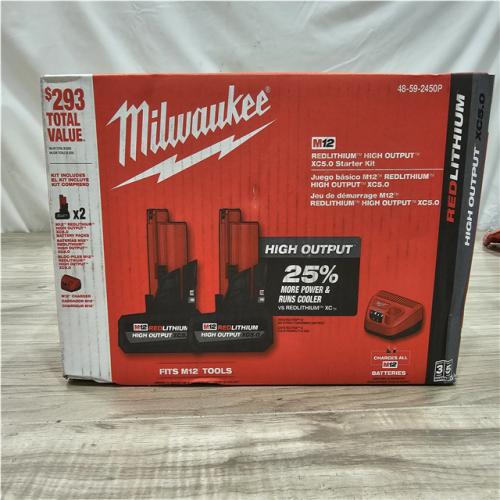 Like New! Milwaukee 12V Lithium-Ion XC High Output 5.0 Ah Battery Pack (2-Pack) Starter Kit with Charger