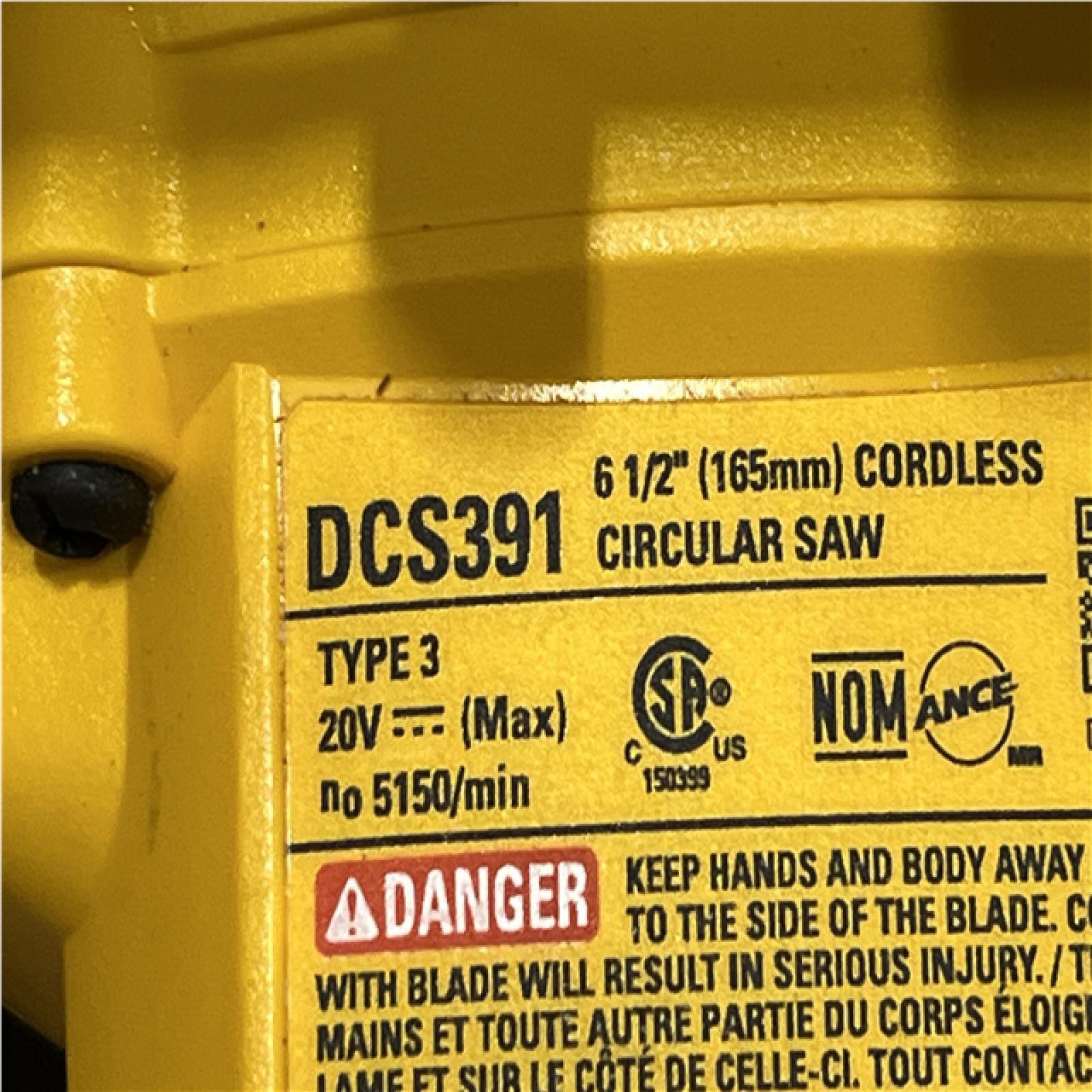 AS-IS DEWALT 20-Volt MAX Lithium-Ion Cordless 6-1/2 in. Circular Saw (Tool-Only)
