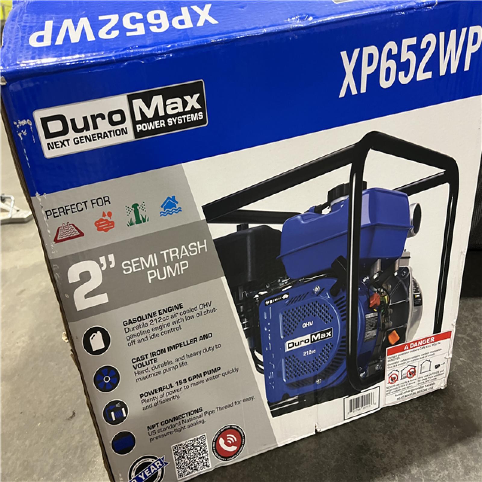 Dallas Location - As-Is DUROMAX 7 HP 2 in. Portable Utility Gasoline Powered Water Pump