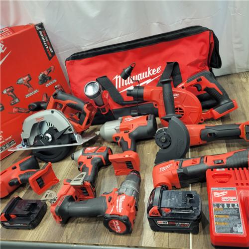 AS-IS Milwaukee M18 18-Volt Lithium-Ion Cordless Combo Kit 9-Tool with 2-Batteries, Charger and Tool Bag
