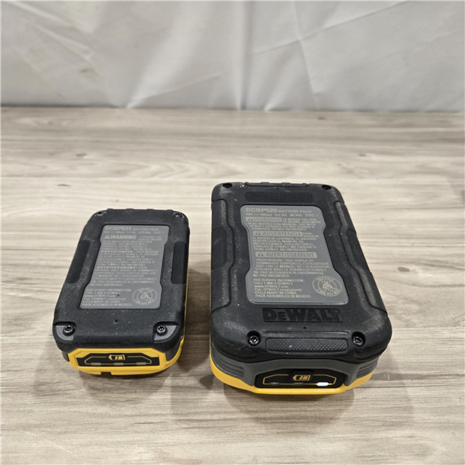 AS-IS Dewalt 20V MAX POWERSTACK Lithium-Ion Batteries and Charger Starter Kit (1.7 Ah/5 Ah) - DCBP315-2C