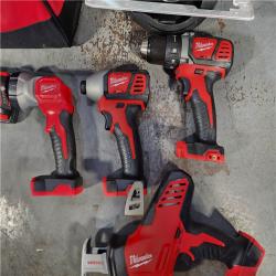 HOUSTON LOCATION - AS-IS Milwaukee M18 18-Volt Lithium-Ion Cordless Combo Tool Kit (5-Tool) with (1) 3.0Ah and (1) 1.5Ah Battery, (1) Charger, (1) Tool Bag