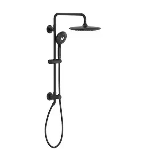 DALLAS LOCATION - NEW! American Standard Spectra Versa 4-Spray Round 24 in. Wall Bar Shower Kit with Hand Shower 1.8 GPM in Matte Black (Lot of 2)