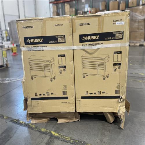 DALLAS LOCATION - Husky Modular Tool Storage 52 in. W x 20 in. D Standard Duty Black Mobile Workbench Cabinet PALLET-(2 UNITS)