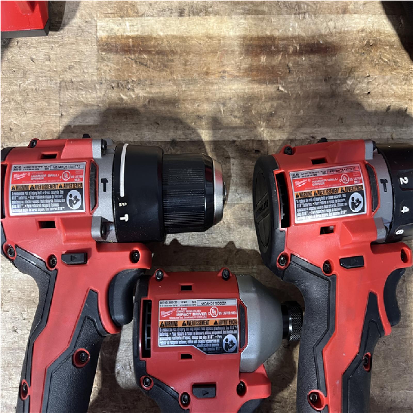 Houston Location AS-IS Milwaukee Hammer Drill Drivers QTY/2 and Impact Driver and Battery with Charger