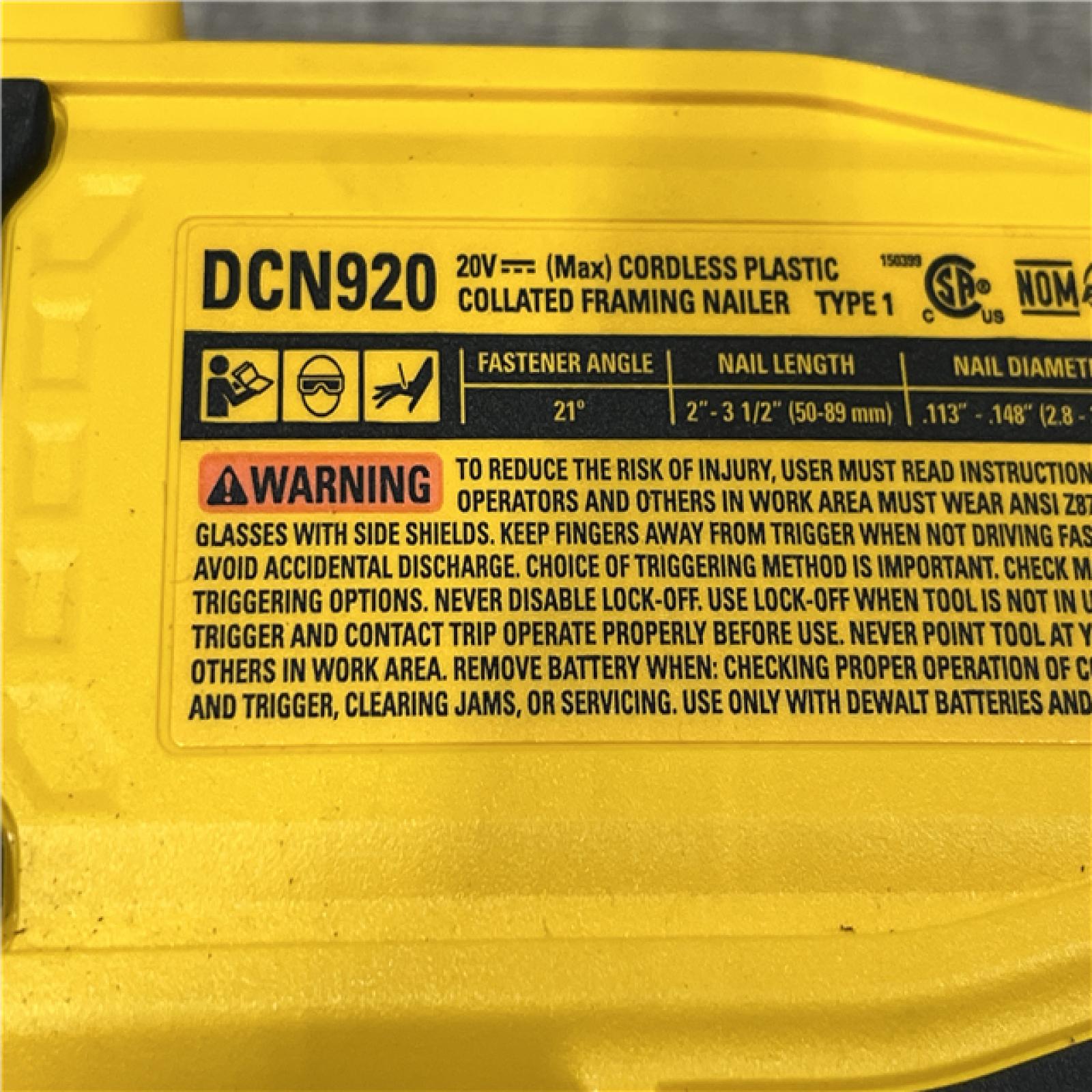 AS-IS DEWALT 20-Volt 21° Cordless Framing Nailer (Tool-Only)