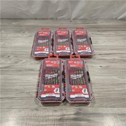 NEW! - Milwaukee 15 Pc. Shockwave Impact Duty Red Helix Titanium Drill Bit Set (QUANTITY OF 5)