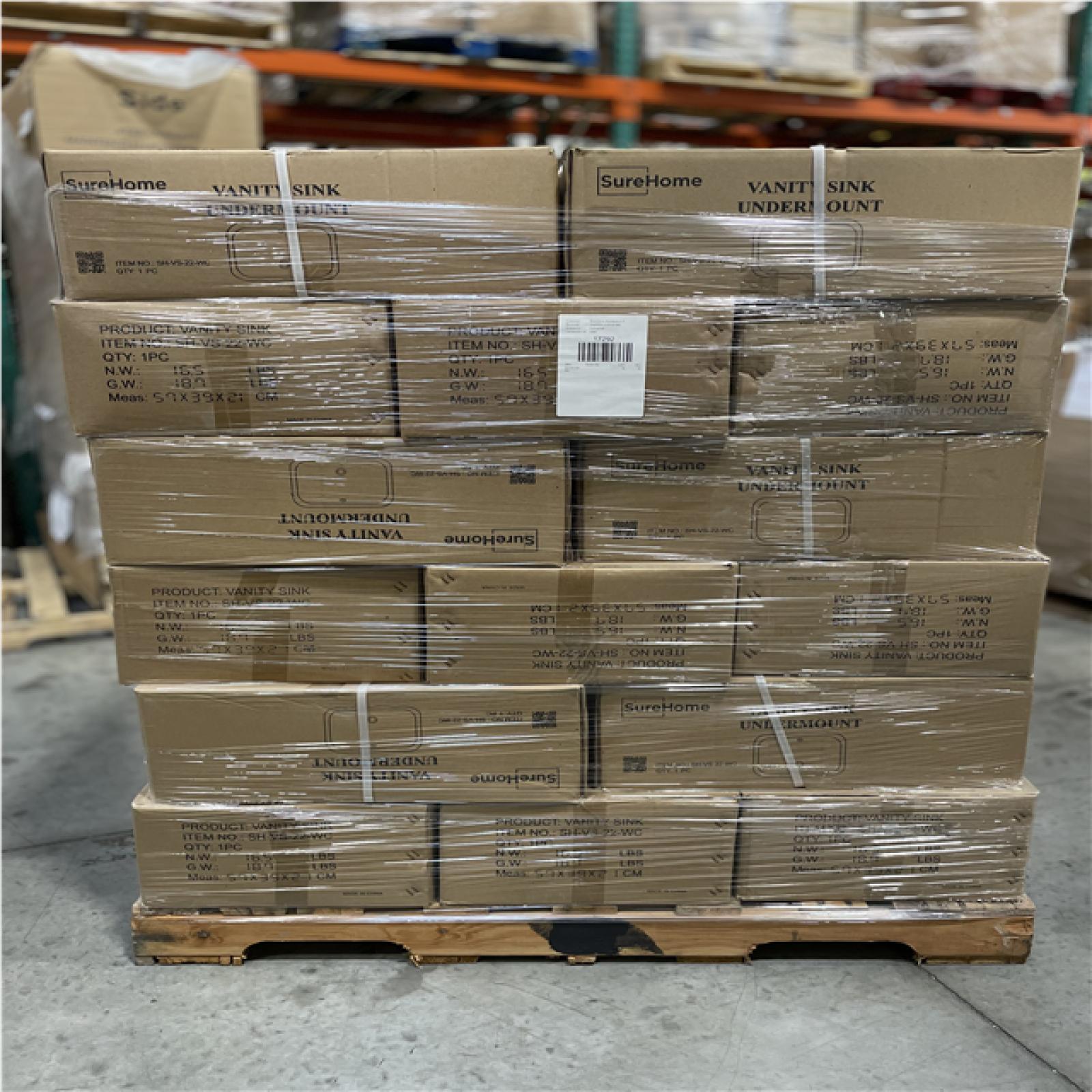DALLAS LOCATION -VANITY SINK UNDERMOUNT WHITE PALLET - (30 UNITS)