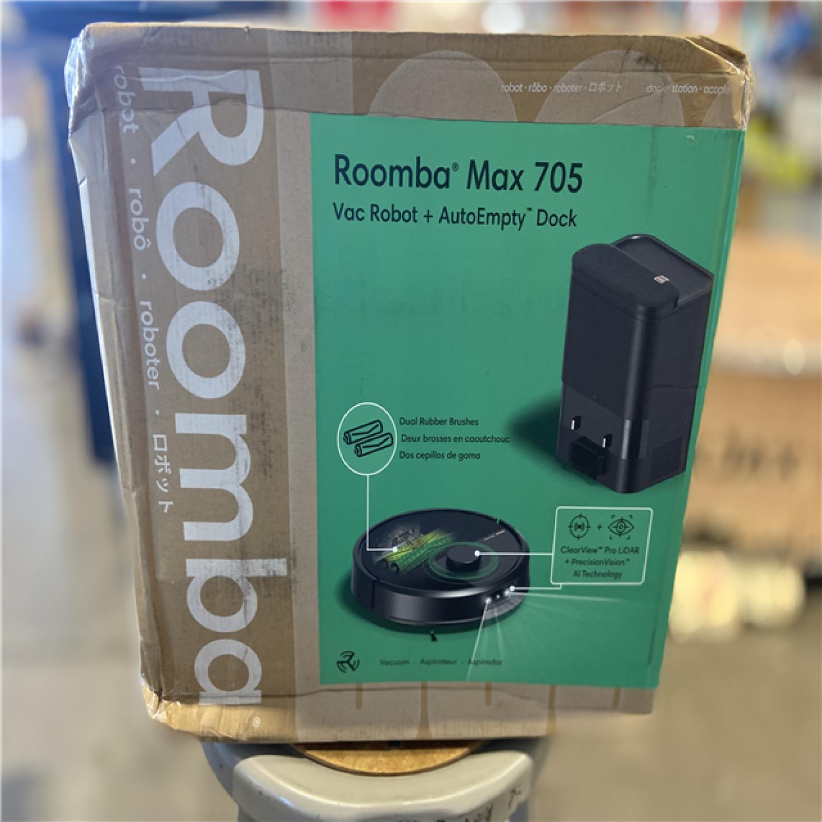 DALLAS LOCATION - iRobot Roomba Max 705 14 in. Robotic Vacuum with Smart Navigation + AutoEmpty Dock in Black