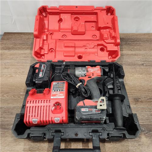 AS-IS Milwaukee 2904-22 Hammer Drill Driver Kit with Batteries  Charger & Tool Case  Red