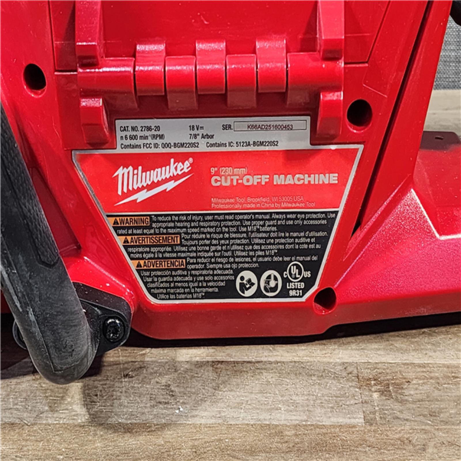 HOUSTON LOCATION - AS-IS Milwaukee M18 FUEL 9 Cut-Off Saw with ONE-KEY (TOOL ONLY)