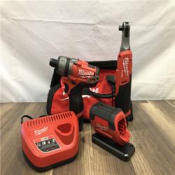 AS-IS Milwaukee 12V Lithium-Ion Cordless Screwdriver  3/8 in. High Speed Ratchet  Light Combo Kit