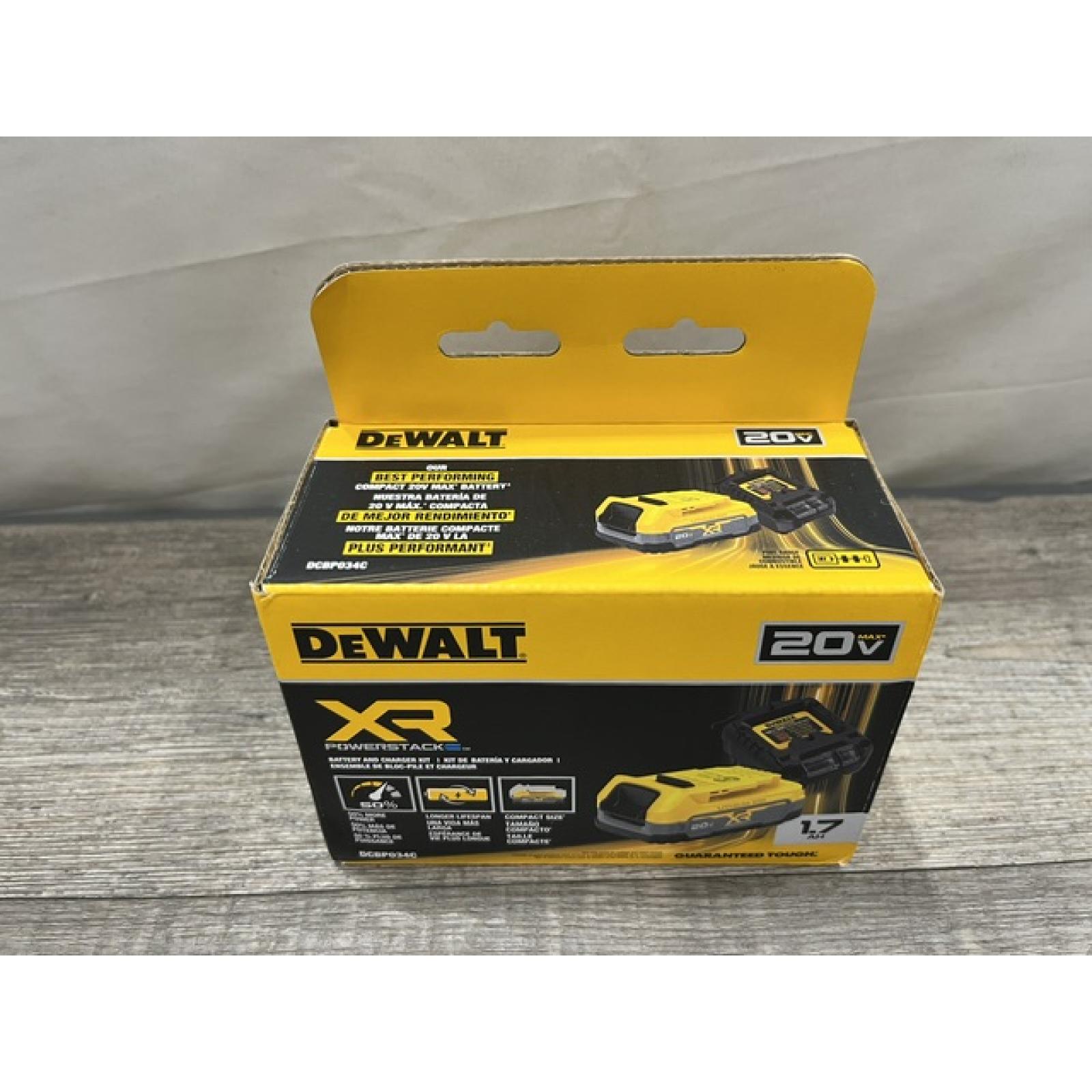NEW - DEWALT 20V MAX XR POWERSTACK Lithium-Ion Battery Starter Kit with 1.7Ah Battery and Charger