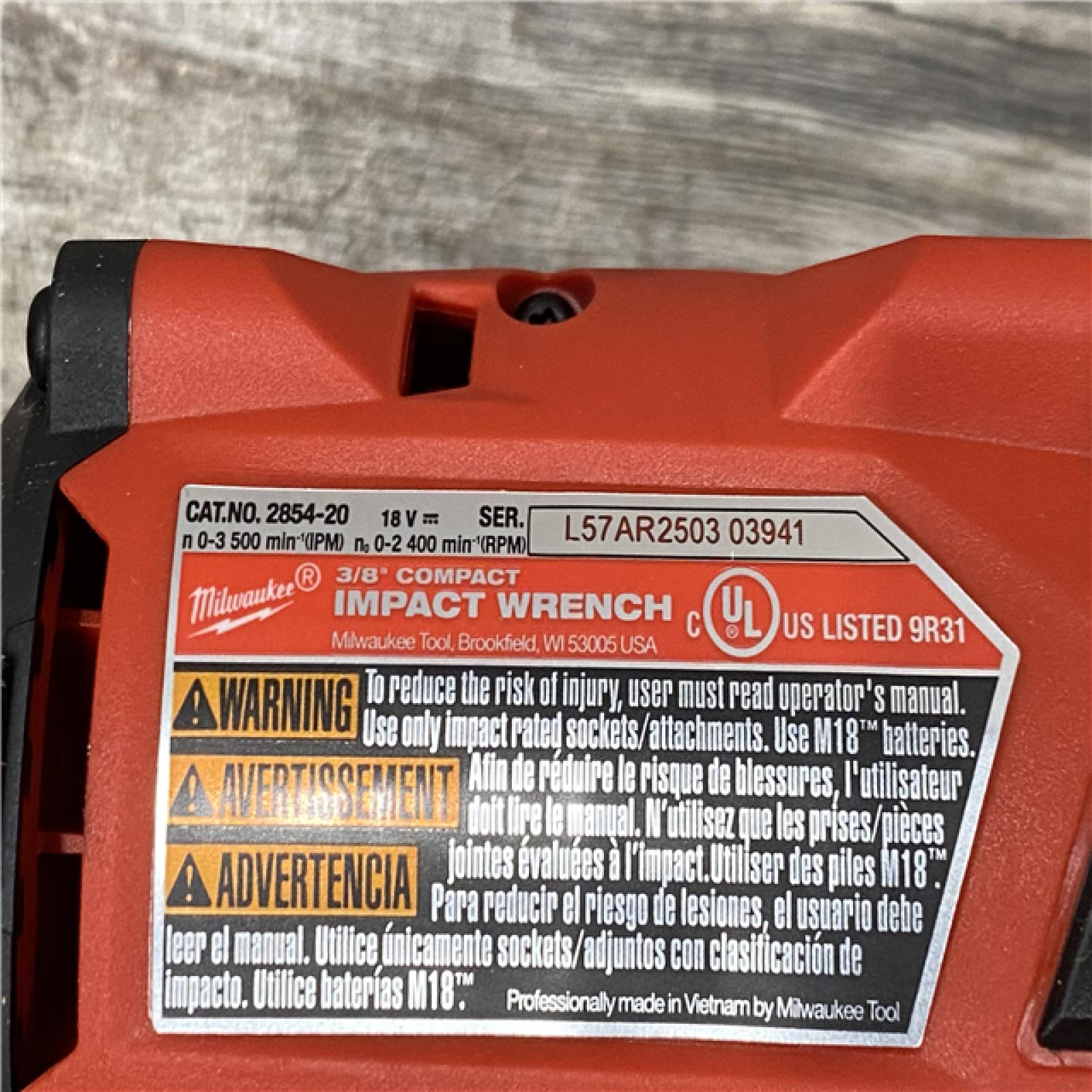 LIKE NEW - Milwaukee FUEL GEN-3 18V Lithium-Ion Brushless Cordless 3/8 in. Compact Impact Wrench with Friction Ring (Tool-Only)