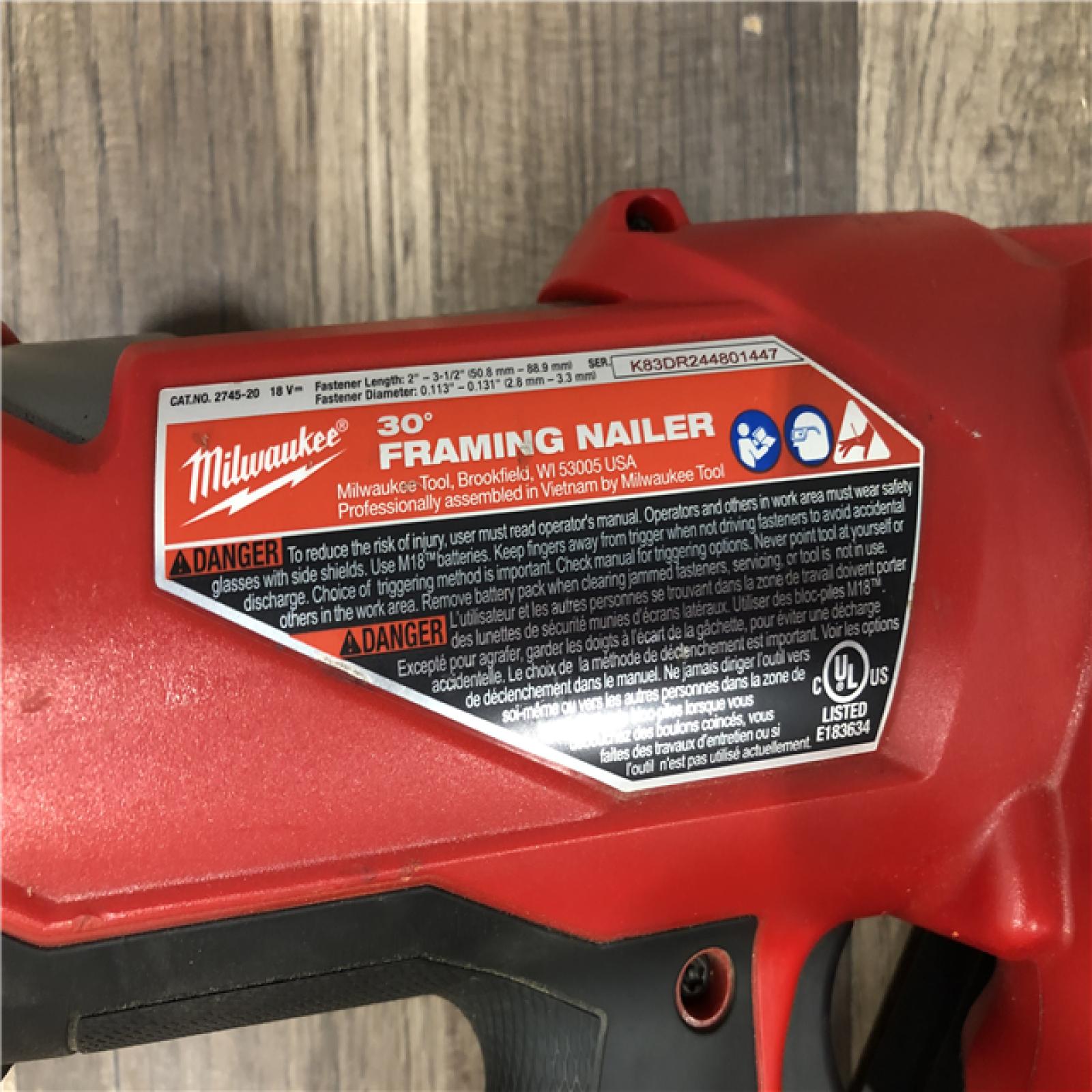 AS-IS Milwaukee FUEL 3-1/2 in. 18-Volt 30-Degree Lithium-Ion Brushless Cordless Framing Nailer (Tool-Only)