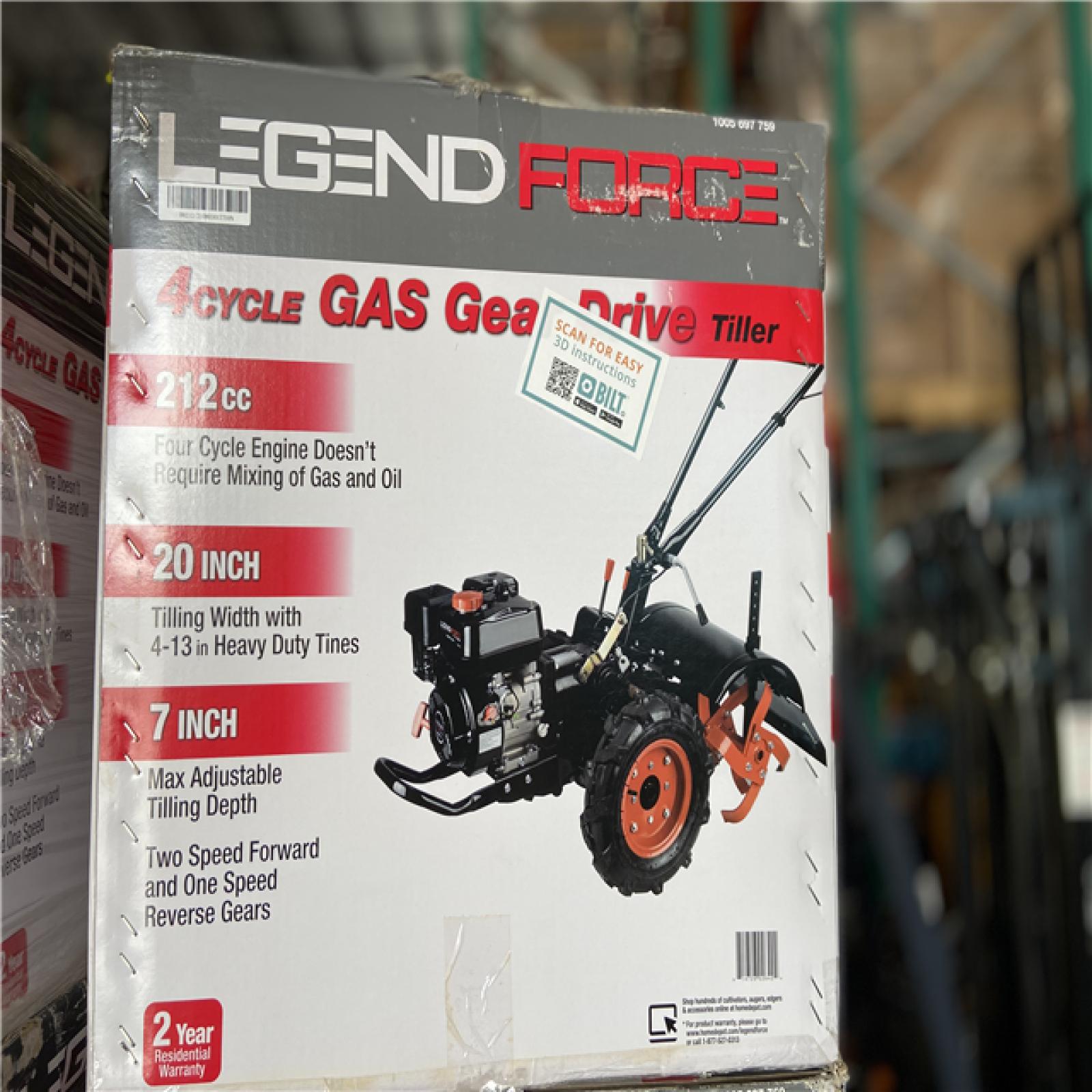 DALLAS LOCATION - Legend Force 20 in. 212 cc Gas Rear Tine Tiller, Forward/Reverse