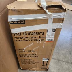 Phoenix AS-IS Home Decorators Collection Talmore 72 in. Double Sink Sky Grey Bath Vanity with White Engineered Carrara Marble Top (Assembled) (Cracked Top)