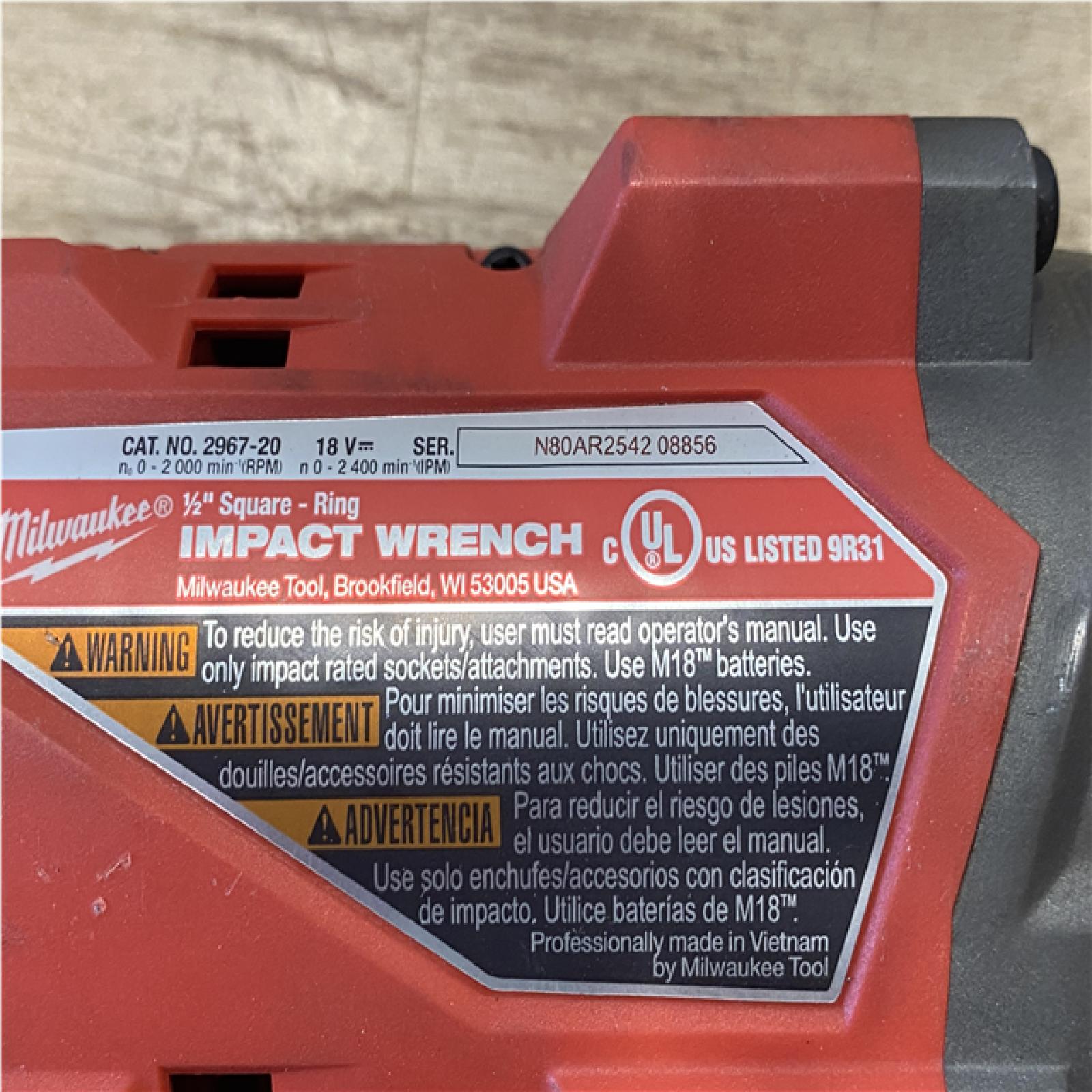 AS-IS Milwaukee FUEL 18V Lithium-Ion Brushless Cordless 1/2 in. Impact Wrench with Friction Ring (Tool-Only)