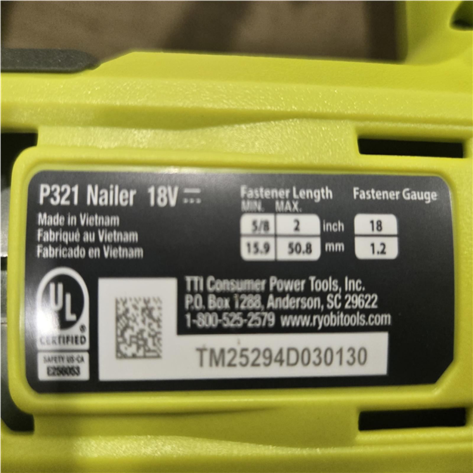 AS-IS RYOBI ONE+ 18V 18-Gauge Cordless AirStrike Brad Nailer (Tool Only)