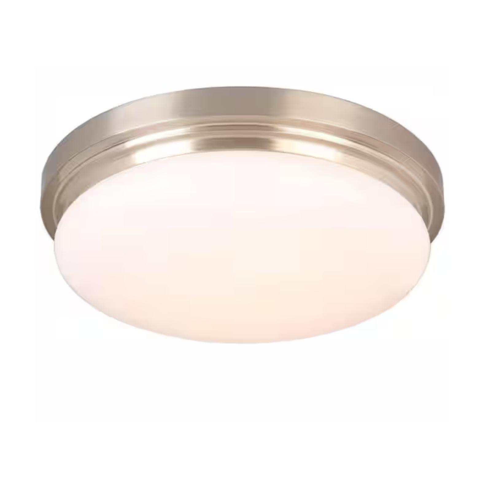 DALLAS LOCATION - Hampton Bay 15 in. 225-Watt Equivalent Brushed Nickel Integrated LED Flush Mount with Frosted Glass Shade (70 UNITS)