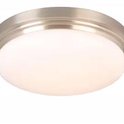 DALLAS LOCATION - Hampton Bay 15 in. 225-Watt Equivalent Brushed Nickel Integrated LED Flush Mount with Frosted Glass Shade (70 UNITS)