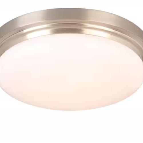 DALLAS LOCATION - Hampton Bay 15 in. 225-Watt Equivalent Brushed Nickel Integrated LED Flush Mount with Frosted Glass Shade (70 UNITS)