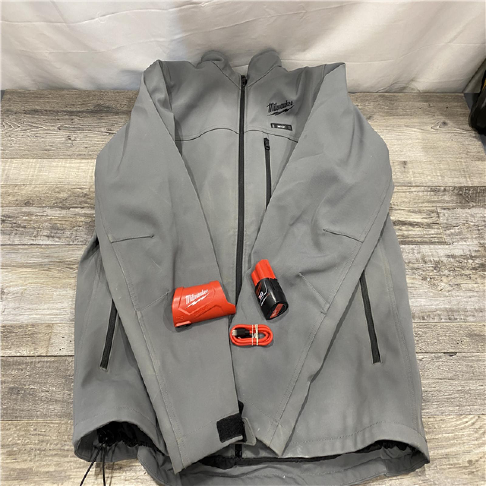 AS-IS Milwaukee Men's X-Large 12-Volt Lithium-Ion Cordless Tough Shell Gray Heated Jacket Kit