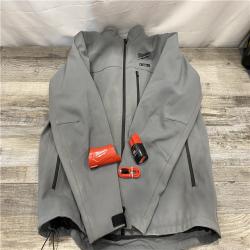 AS-IS Milwaukee Men's X-Large 12-Volt Lithium-Ion Cordless Tough Shell Gray Heated Jacket Kit