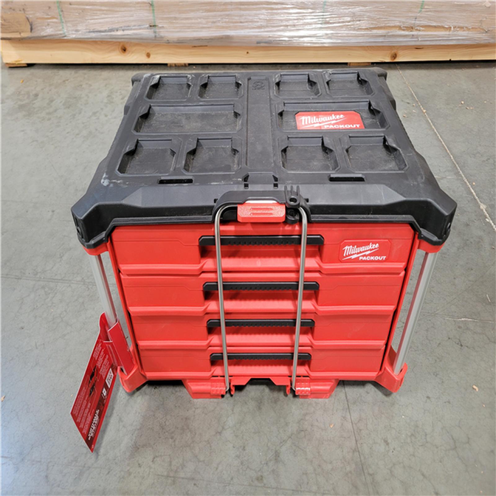 CALIFORNIA AS-IS NEW MILWAUKEE PACKOUT 4-DRAWER TOOL BOX