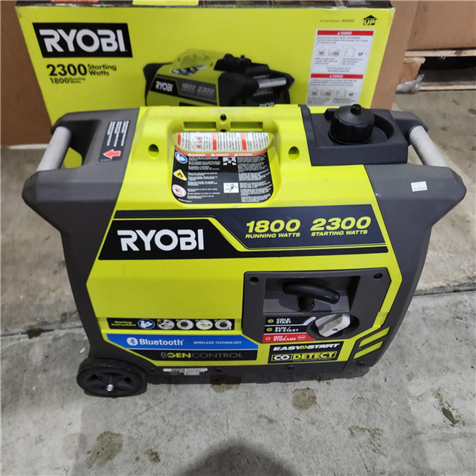 Houston Location - AS-IS RYOBI 2,300-Watt Recoil Start Bluetooth Super Quiet Gasoline Powered Digital Inverter Generator with CO Shutdown Sensor - Appears IN LIKE NEW Condition