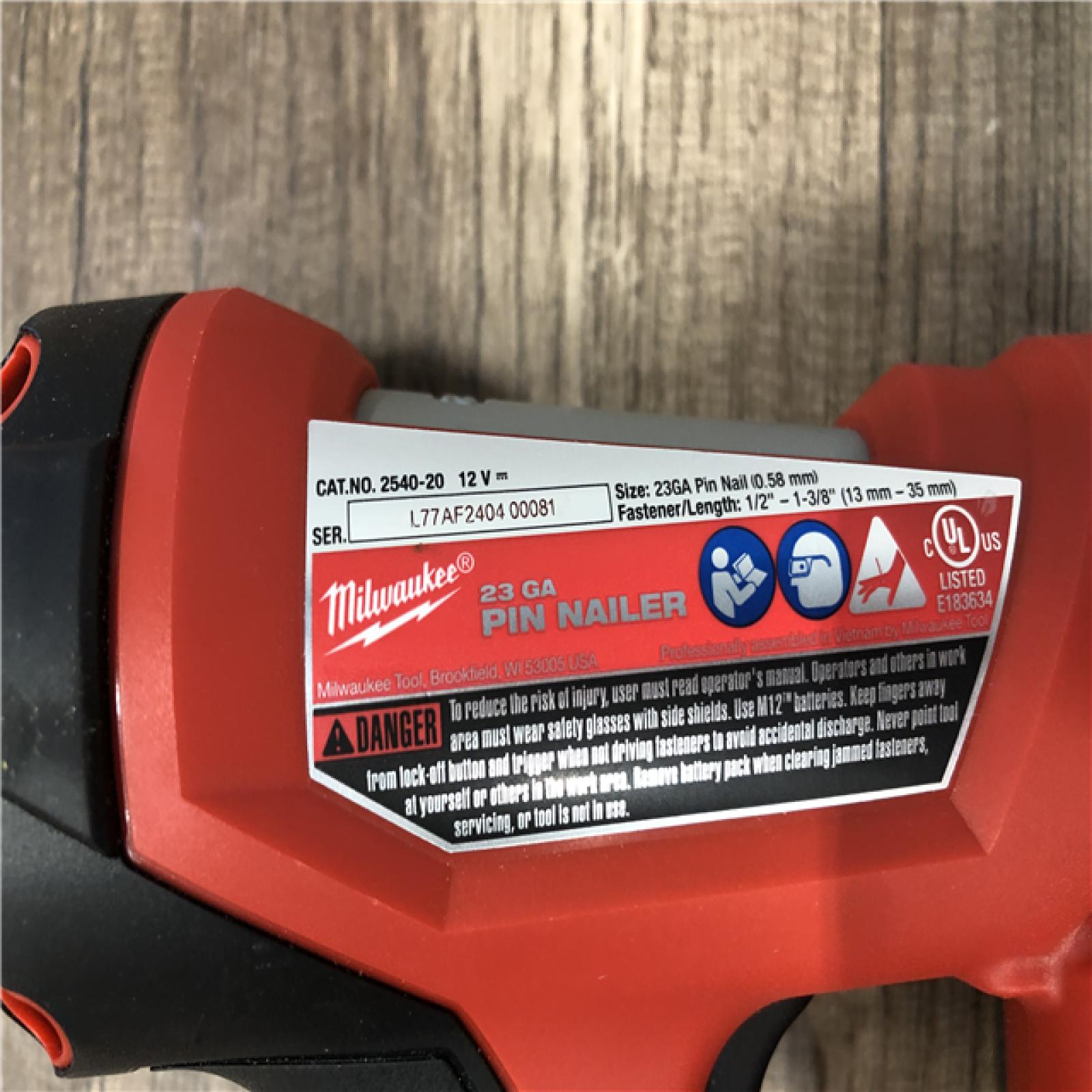 AS-IS Milwaukee 12-Volt 23-Gauge Lithium-Ion Cordless Pin Nailer (Tool-Only)