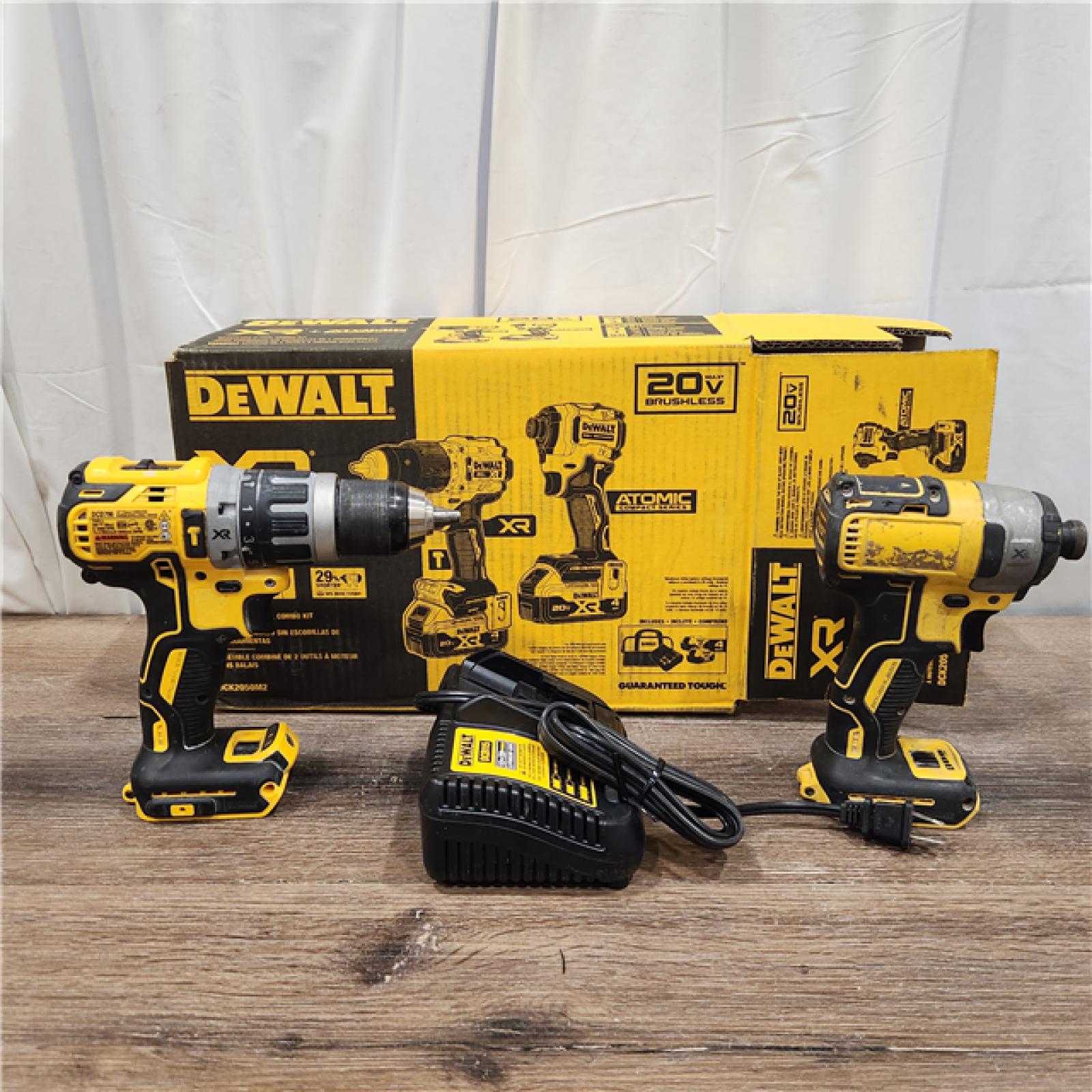 AS IS DEWALT 20V MAX XR Hammer Drill and ATOMIC Impact Driver 2 Tool Cordless Combo Kit
