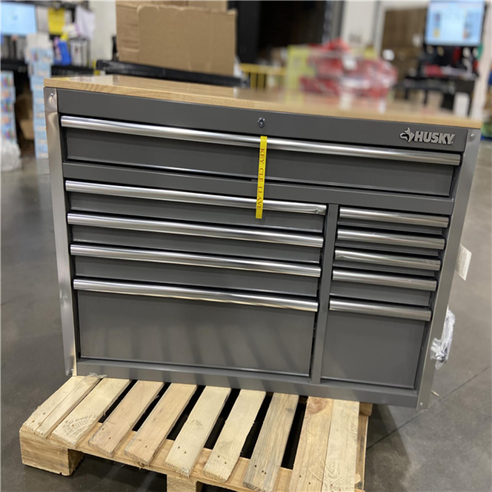 DALLAS LOCATION - Husky Tool Storage 52 in. W x 25 in. D Standard Duty Gloss Gray Mobile Workbench Tool Chest